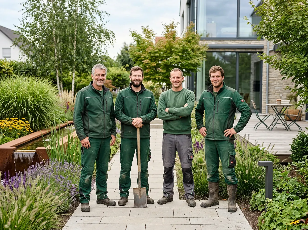 Polnisches GaLaBau-Team bei der Projektbesprechung im Garten